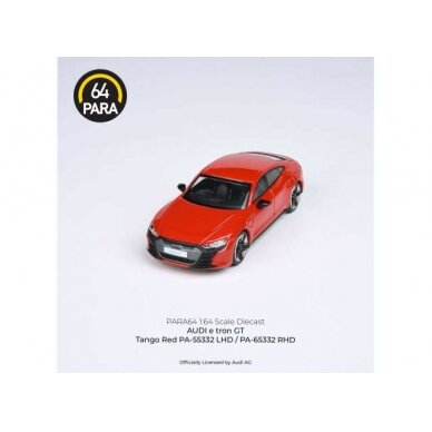 PRE-ORD3R Para64 Modeliukas Audi E-Tron GT *Left Hand Drive*, tango red (cars in a deluxe Acrylic window box)