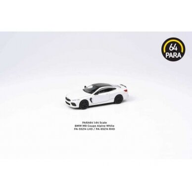 PRE-ORD3R Para64 Modeliukas BMW M8 Coupe *Right Hand Drive*, white (cars in a deluxe Acrylic window box)