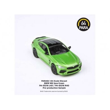 PRE-ORD3R Para64 Modeliukas BMW M8 Coupe *Right Hand Drive*, java green (cars in a deluxe Acrylic window box)