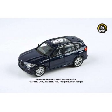 PRE-ORD3R Para64 Modeliukas BMW X5 G05 *Right Hand Drive*, blue (cars in a deluxe Acrylic window box)