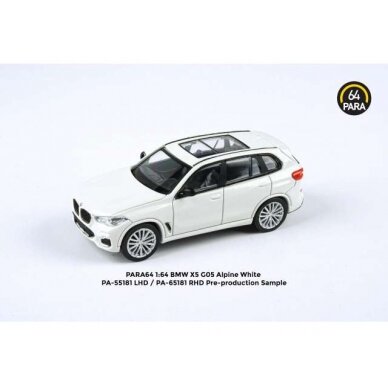 PRE-ORD3R Para64 Modeliukas BMW X5 G05 *Right Hand Drive*, white (cars in a deluxe Acrylic window box)