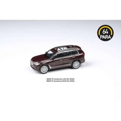 PRE-ORD3R Para64 Modeliukas BMW X7 *Left Hand Drive*, ametrine (cars in a deluxe Acrylic window box)