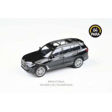 PRE-ORD3R Para64 Modeliukas BMW X7 *Left Hand Drive*, black (cars in a deluxe Acrylic window box)