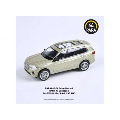 PRE-ORD3R Para64 BMW X7 *Left Hand Drive*, sunstone (cars in a deluxe Acrylic window box)