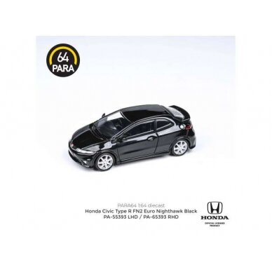 PRE-ORD3R Para64 Modeliukas Honda Civic FN2 Type R *Right Hand Drive*, nighthawk black (cars in a deluxe Acrylic window box)