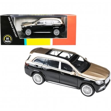 Para64 Modeliukas Mercedes Maybach GLS *Right Hand Drive*, Obsidian Black/Kalahari Gold (cars in a deluxe Acrylic window box)