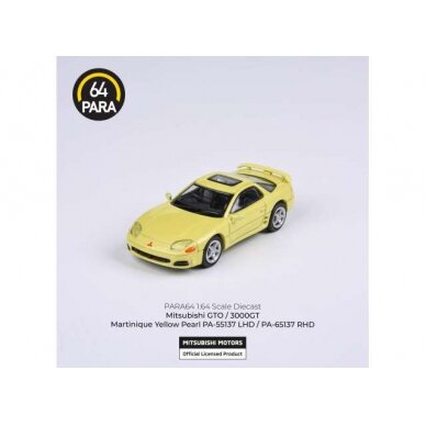 PRE-ORD3R Para64 Modeliukas Mitsubishi 3000GT GTO *Left Hand Drive*, martinique yellow pearl (cars in a deluxe Acrylic window box)