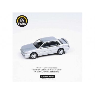 PRE-ORD3R Para64 Modeliukas Mitsubishi Galant VR-4 *Left Hand Drive*, grace silver (cars in a deluxe Acrylic window box)