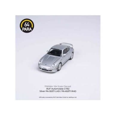 PRE-ORD3R Para64 Modeliukas Ruf CTR2 *Right Hand Drive*, silver (cars in a deluxe Acrylic window box)