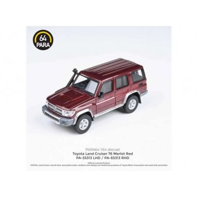 PRE-ORD3R Para64 Modeliukas Toyota Land Cruiser 76 *Left Hand Drive*, merlot red (cars in a deluxe Acrylic window box)