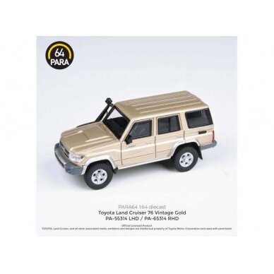 PRE-ORD3R Para64 Modeliukas Toyota Land Cruiser 76 *Right Hand Drive*, vintage gold (cars in a deluxe Acrylic window box)