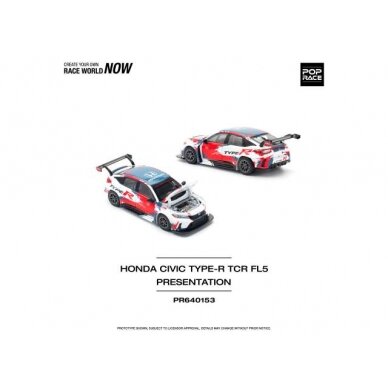 PRE-ORD3R Pop Race  1/64 Honda Civic Type-R (FL5) TCR *Presentation*, white/red/black