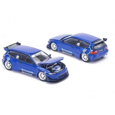 PRE-ORD3R Pop Race  1/64 Honda Pandem Civic EG6, blue