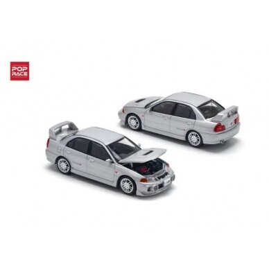 PRE-ORD3R Pop Race Modeliukas 1/64 Mitsubishi Lancer Evolution IV, steel silver