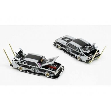 Pop Race  1/64 Nissan Skyline C210 *Kaido House Racer* Bosozoku Style, matt black/grey