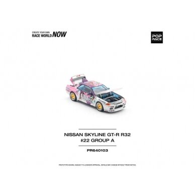 PRE-ORD3R Pop Race Modeliukas 1/64 Nissan Skyline GT-R R32 #22 Axia Group A, various