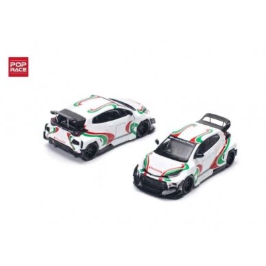 PRE-ORD3R Pop Race Modeliukas 1/64 Pandem GR Yaris, Rally Livery, white/green/red