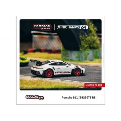 Tarmac Works Modeliukas Porsche 911 (992) GT3 RS, white/red (yra Sandėlyje)