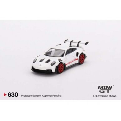 Mini GT Porsche 911 (992) GT3 RS with Pyro Red Accent Package, white