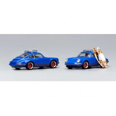 PRE-ORD3R Pop Race Limited Porsche 964 Singer, blue with roof rack & Surfboard
