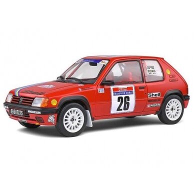 PRE-ORD3R Solido Modeliukas 1/18 1990 Peugeot 205 #26 Devin/Viste Rally PTS Tour de Corse, red