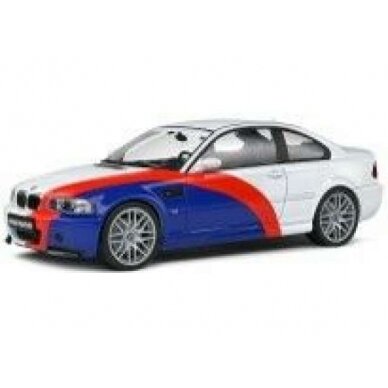 PRE-ORD3R Solido Modeliukas 1/18 2000 BMW M3 (E46), white/blue/red