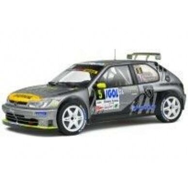 PRE-ORD3R Solido Modeliukas 1/18 2021 Peugeot 306 Maxi Rally du Mont Blanc #5, grey/yellow/blue