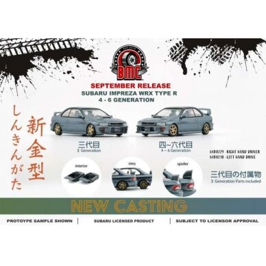 BM Creations Modeliukas Subaru Impreza WRX Type R generation 3 till 6, dolphin grey left hand drive