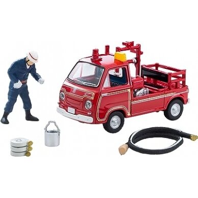 Tomica Limited Vintage NEO Modeliukas Subaru Samber Pump Fire Truck Finished Diecast Mini Car + ABS PVC Doll