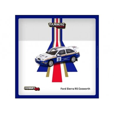 PRE-ORD3R Tarmac  1/64 1989 Ford Sierra RS Cosworth #16 Saeed Al-Hajri/Steve Bond Rally of New Zealand, white/blue