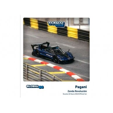 PRE-ORD3R Tarmac Modeliukas 1/64 2019 Pagani Zonda Revolucion Suzuki 10 hours Official Car, blue