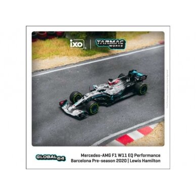 Tarmac Modeliukas 1/64 2020 Mercedes Benz AMG F1 W11 EQ Performance #44 Lewis Hamilton Barcel