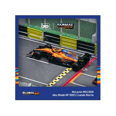 PRE-ORD3R Tarmac Modeliukas 1/64 2021 McLaren MCL35M #14 Lando Norris Abu Dhabi Grand Prix, yellow/blue