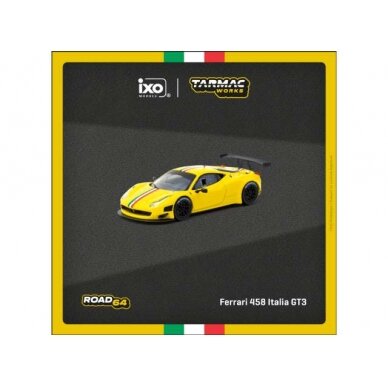 PRE-ORD3R Tarmac Modeliukas 1/64 Ferrari 458 Italia GT3, yellow