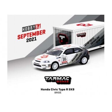 Tarmac Modeliukas 1/64 Honda Civic Type R EK9 *BRIDE*, white/black