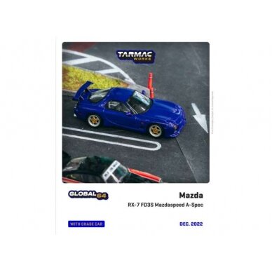 PRE-ORD3R Tarmac Modeliukas 1/64 Mazda RX7 FD3S Mazdaspeed A-Spec, blue