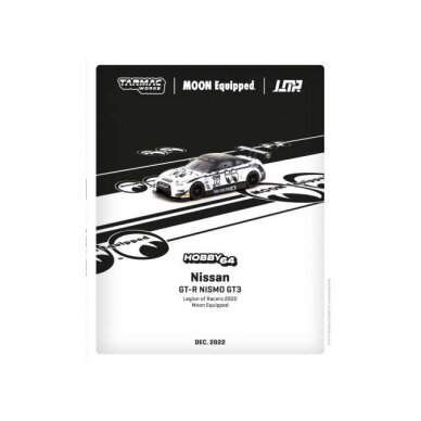 PRE-ORD3R Tarmac Modeliukas 1/64 Nissan GT-R Nismo GT3 Legion of racers 2022 Moon Equipped, white/black