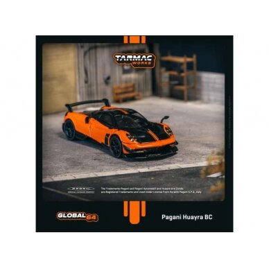 PRE-ORD3R Tarmac Modeliukas 1/64 Pagani Huayra BC, Arancio Saint Tropez, orange