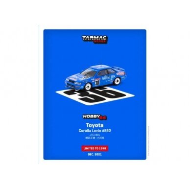 PRE-ORD3R Tarmac 1/64 Toyota Corolla Levin AE92 #36 JTC 1991, blue