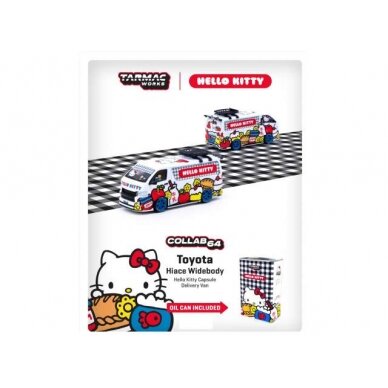 PRE-ORD3R Tarmac Modeliukas 1/64 Toyota Hiace Widebody Delivery Van *Hello Kitty Capsule*, white/flowers