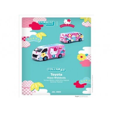 PRE-ORD3R Tarmac 1/64 Toyota Hiace Widebody *Hello Kitty Capsule*, pink/white/flowers