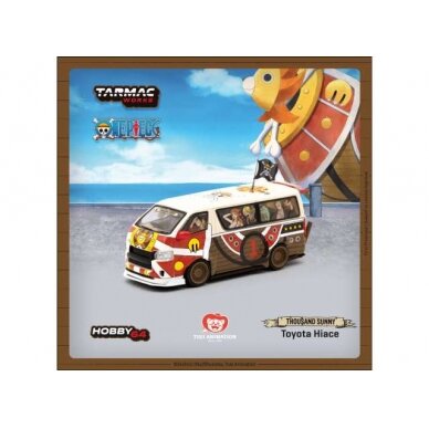 PRE-ORD3R Tarmac Modeliukas 1/64 Toyota Hiace Widebody *One Piece Thousand Sunny*, white/red/brown