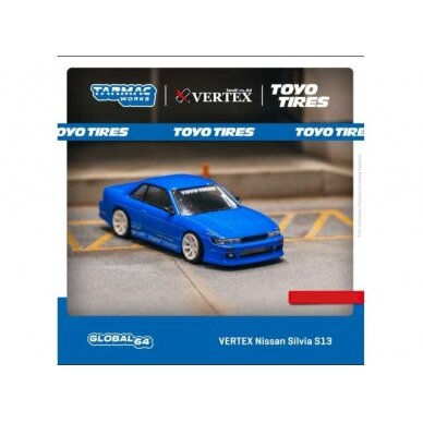 Tarmac Modeliukas 1/64 Vertex Nissan Silvia S13 *Toyo Tires*, blue metallic