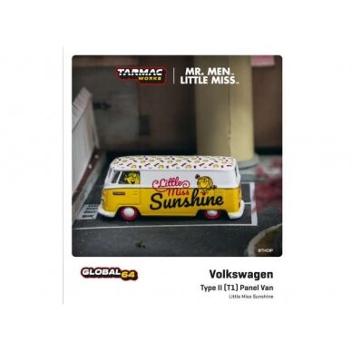 PRE-ORD3R Tarmac Modeliukas 1/64 Volkswagen Type II (T1) Panel Van *Mr. Men Little Miss Little Miss Sun