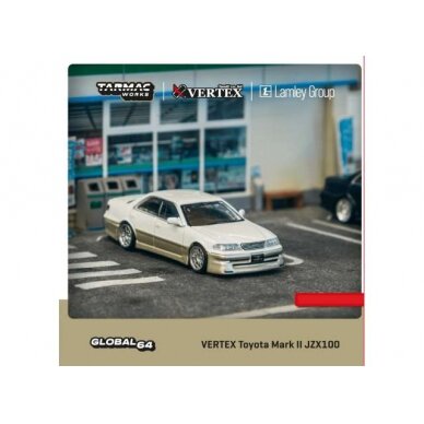 Tarmac Modeliukas Vertex Toyota Mark II JZX100, white metallic (yra Sandėlyje)