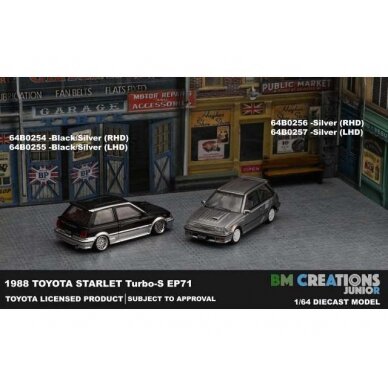 PRE-ORD3R BM Creations Modeliukas Toyota 1988 Starlet Turbo S EP71, black/silver