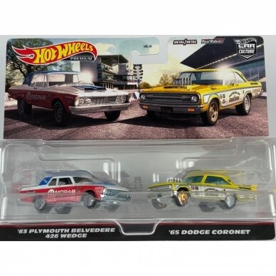 Hot Wheels Premium 2-pack Modeliukas 1963 Plymouth Belvedere 426 Wedge & 1965 Dodge Coronet set of 2