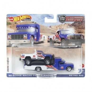 Hot Wheels Premium Team Transport Modeliukas 1980 Dodge Macho Power Wagon & Retro Rig Truck