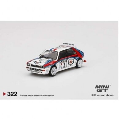 Mini GT Modeliukas 1992 Lancia Delta HF Integrale Evoluzione Rally 1000 Lakes Winner #3, white/blue/red left hand drive