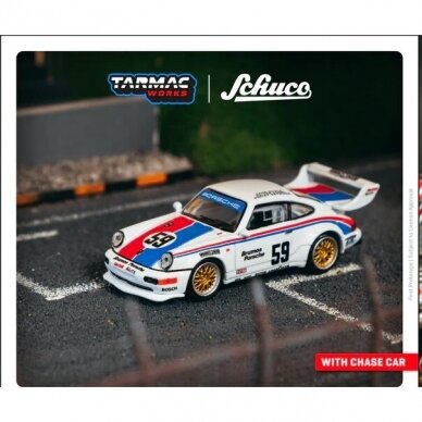 Tarmac Works Modeliukas 1993 Porsche 911 Turbo S LM GT #59 12H Sebring, white/blue/red (yra sandėlyje)